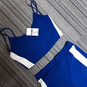 Forever 21 Royal blue crop top + pants set